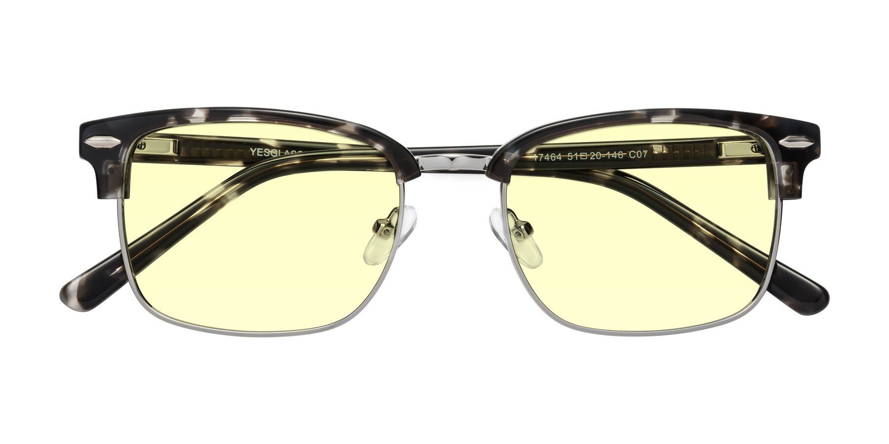 Folded Front of 17464 in Tortoise-Silver with Light Yellow Tinted Lenses