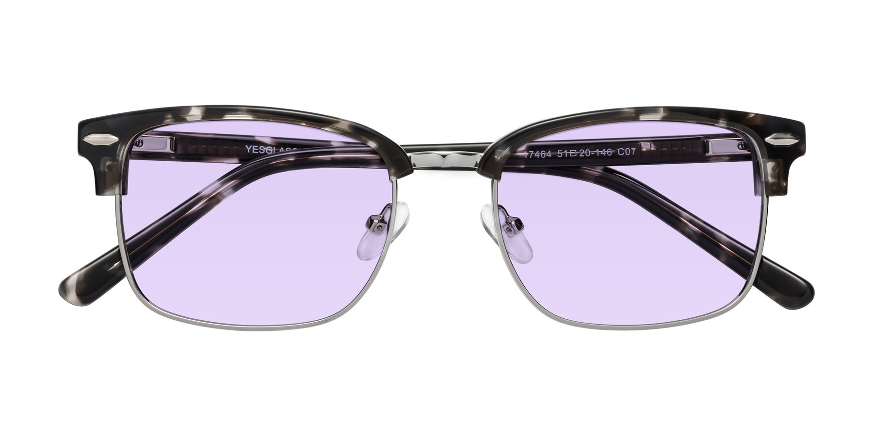 Folded Front of 17464 in Tortoise-Silver with Light Purple Tinted Lenses