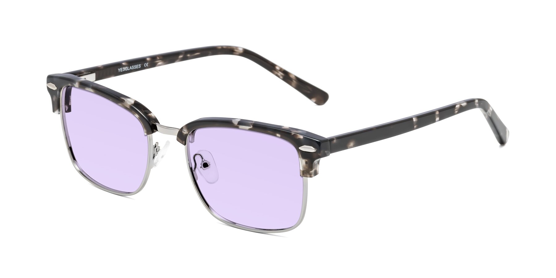 Angle of 17464 in Tortoise-Silver with Light Purple Tinted Lenses
