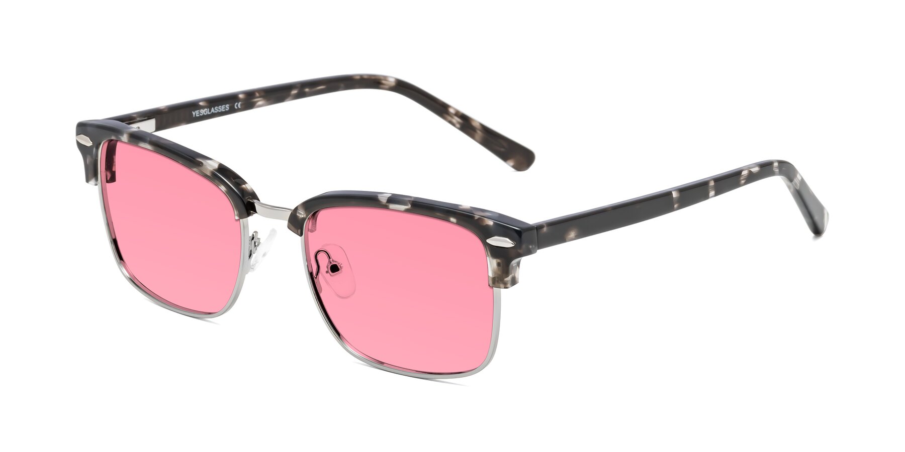 Angle of 17464 in Tortoise-Silver with Pink Tinted Lenses