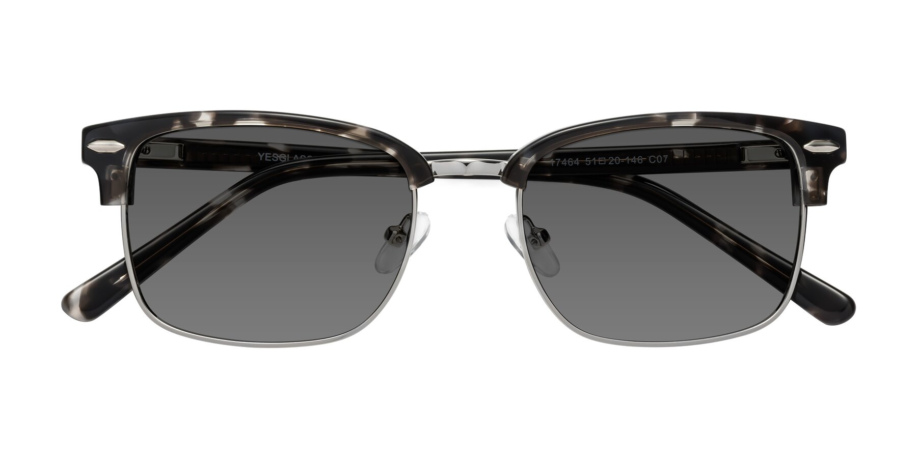 Folded Front of 17464 in Tortoise-Silver with Medium Gray Tinted Lenses