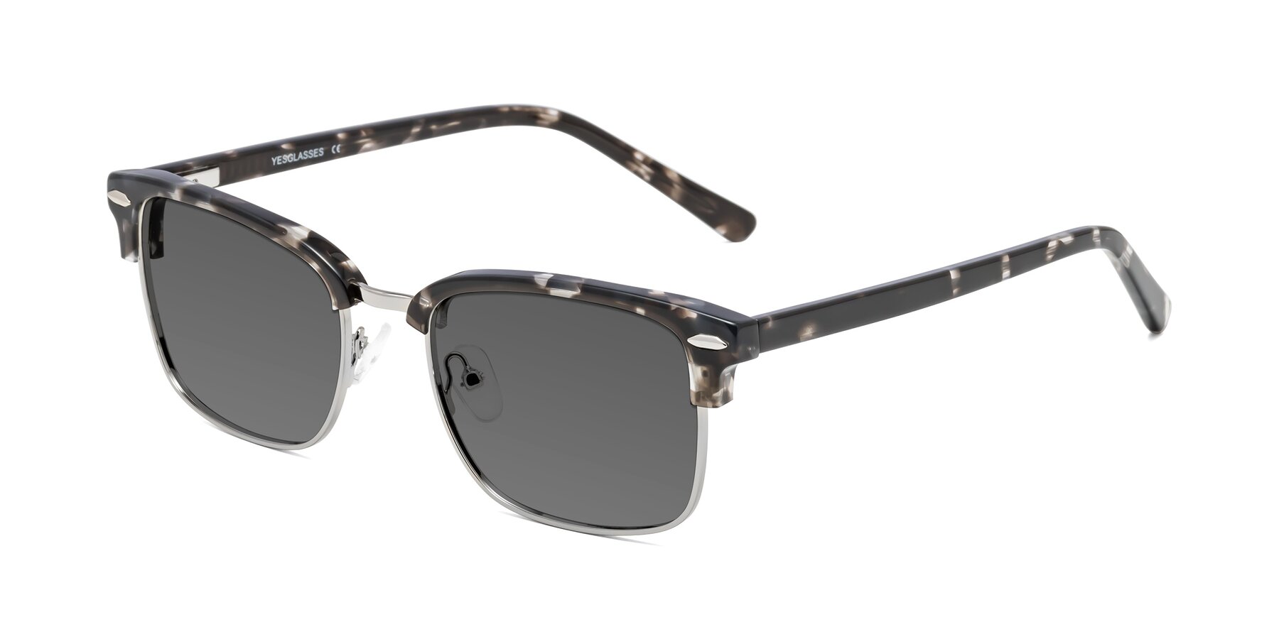 Angle of 17464 in Tortoise-Silver with Medium Gray Tinted Lenses