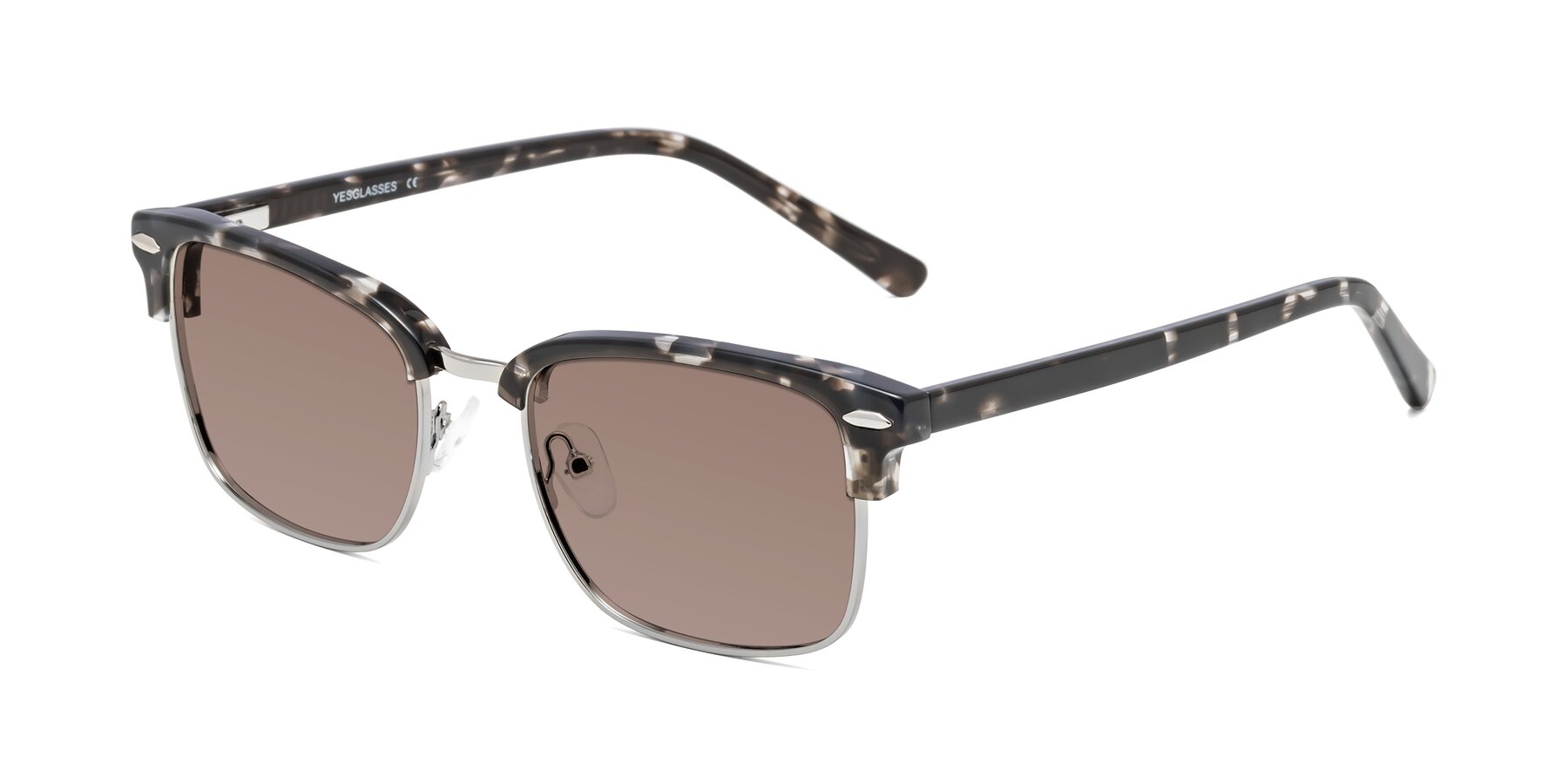 Angle of 17464 in Tortoise-Silver with Medium Brown Tinted Lenses