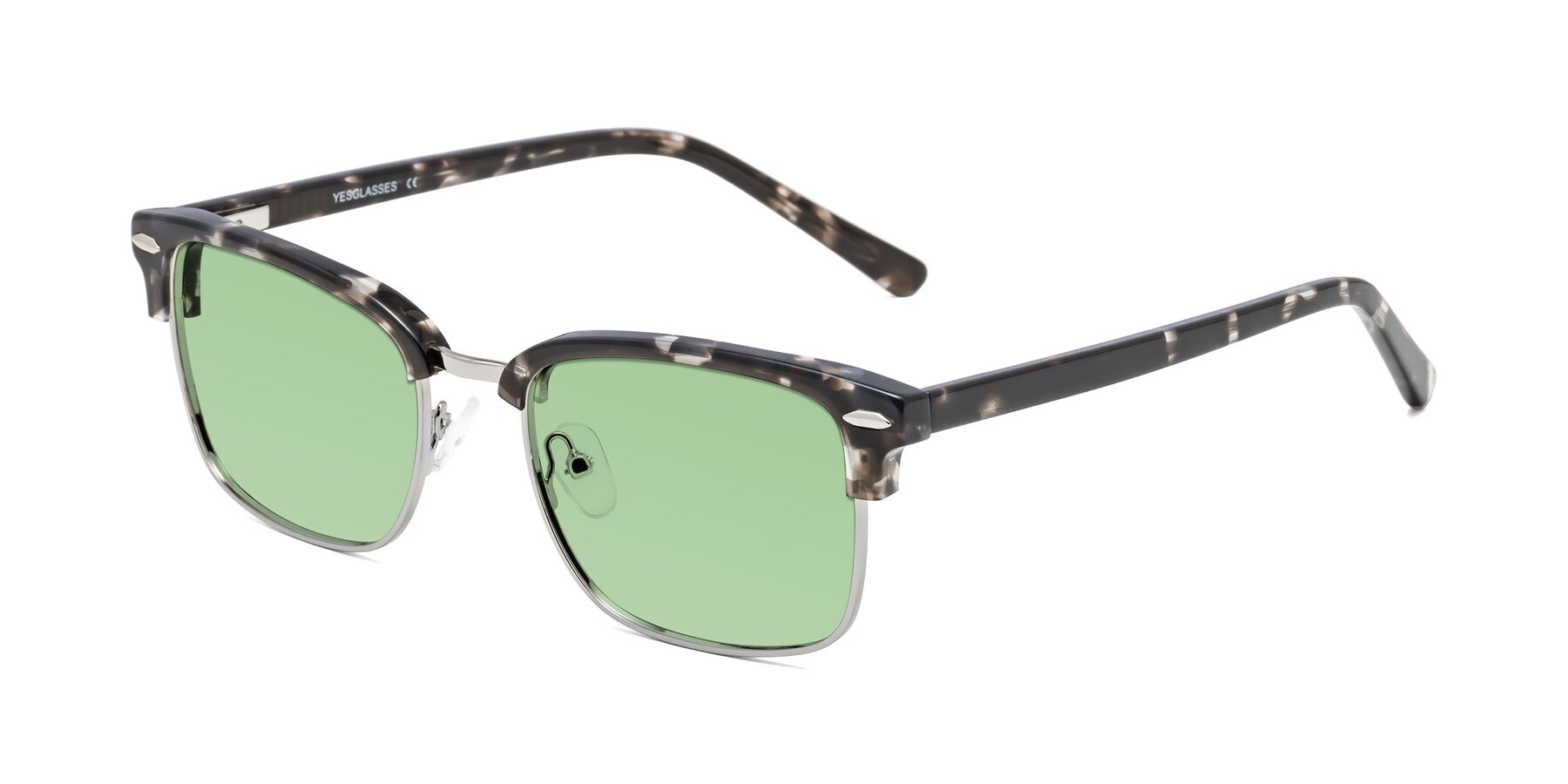 Angle of 17464 in Tortoise-Silver with Medium Green Tinted Lenses