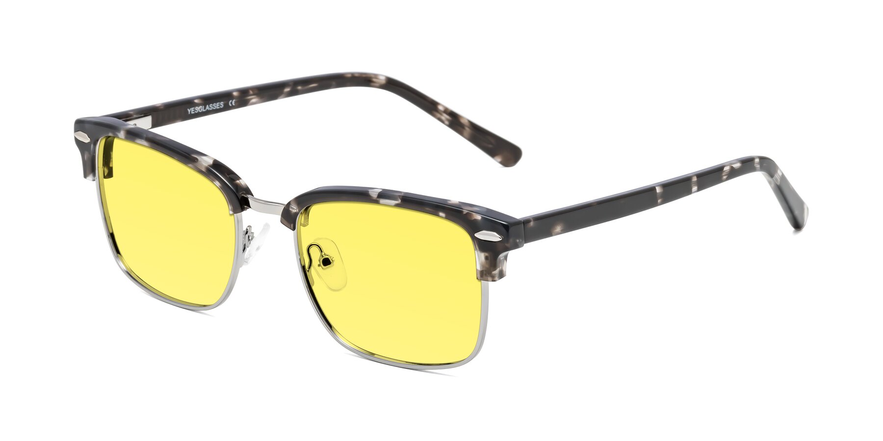 Angle of 17464 in Tortoise-Silver with Medium Yellow Tinted Lenses