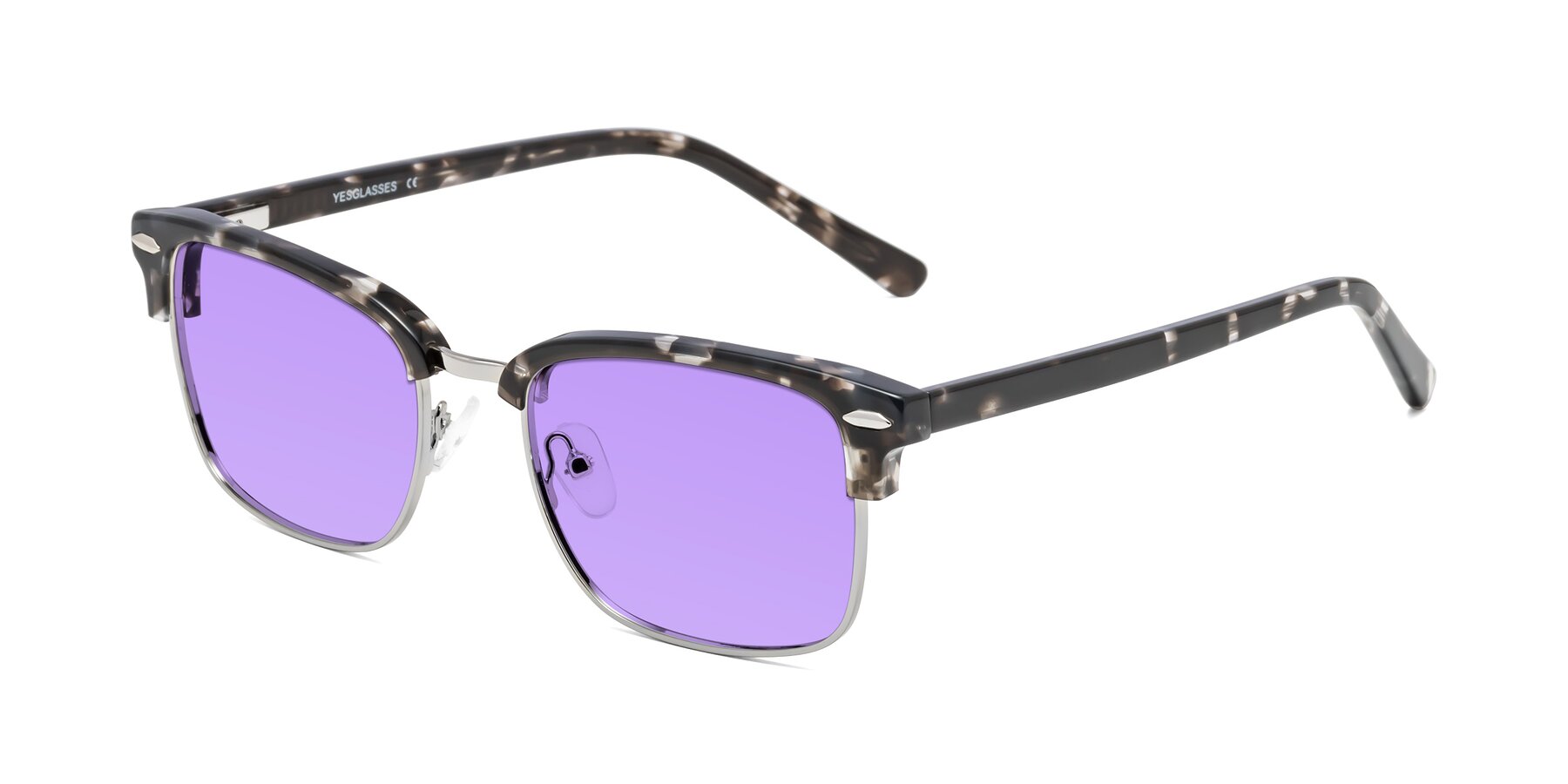 Angle of 17464 in Tortoise-Silver with Medium Purple Tinted Lenses