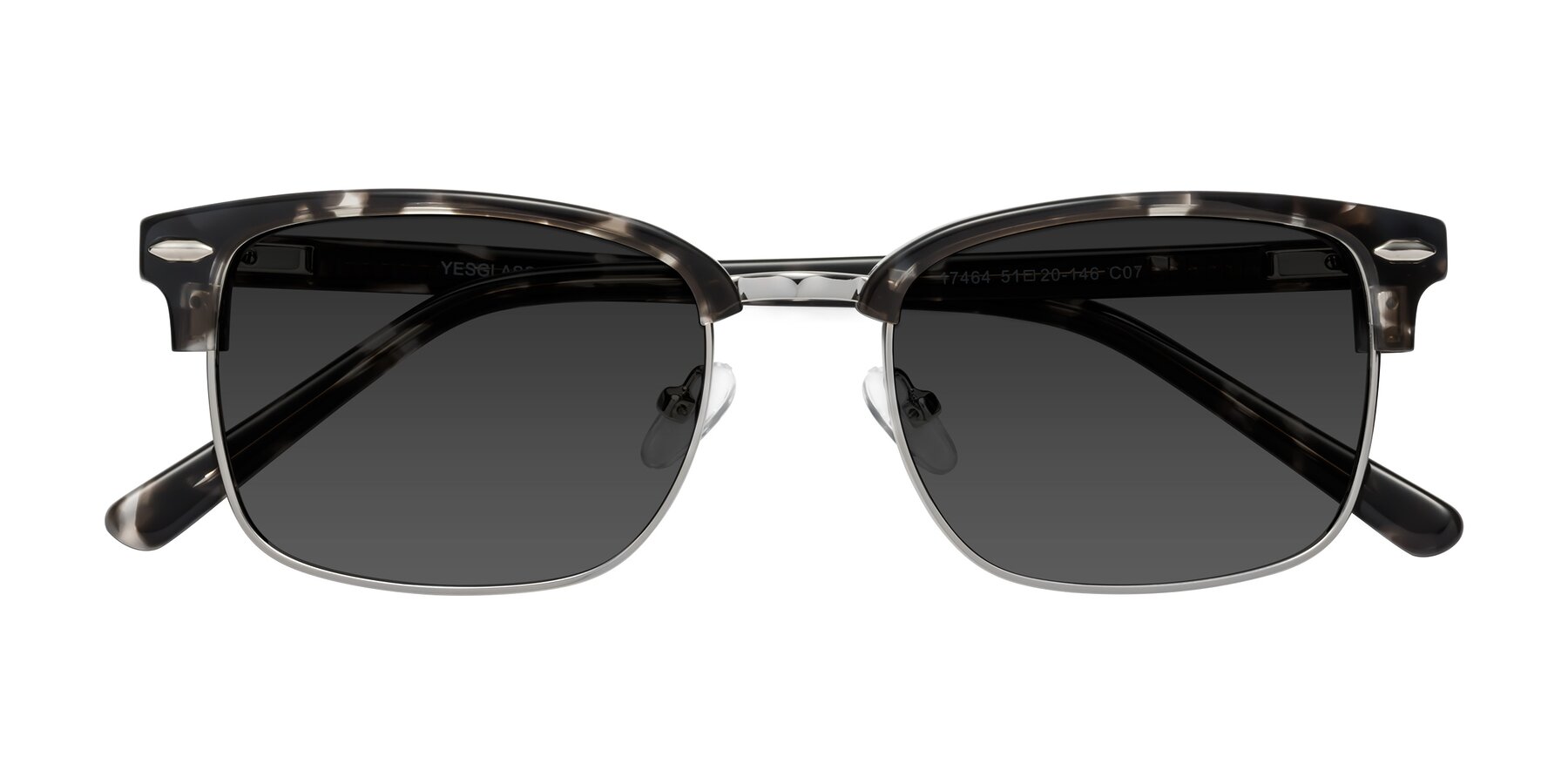 Folded Front of 17464 in Tortoise-Silver with Gray Tinted Lenses