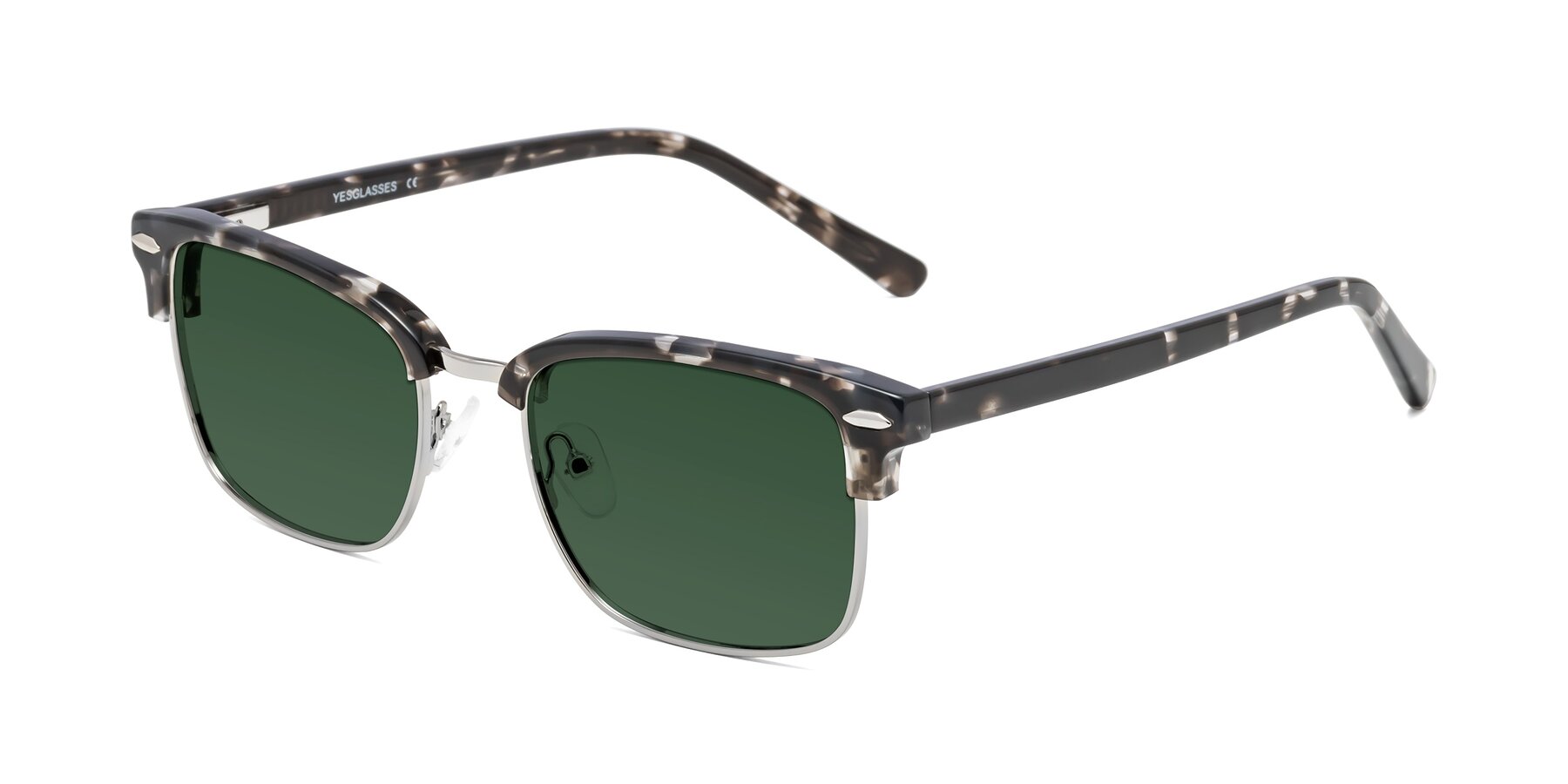 Angle of 17464 in Tortoise-Silver with Green Tinted Lenses