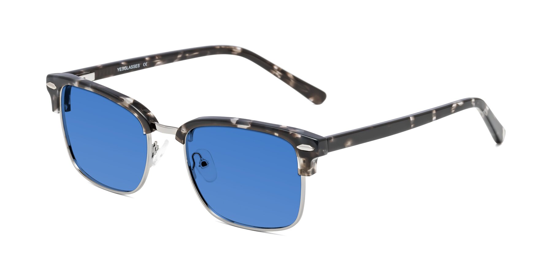 Angle of 17464 in Tortoise-Silver with Blue Tinted Lenses
