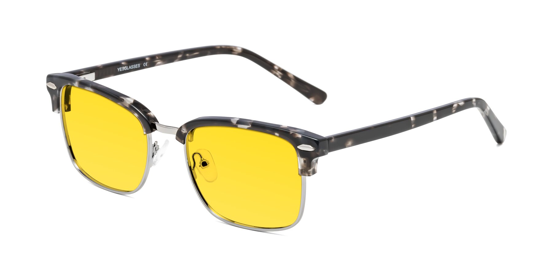 Angle of 17464 in Tortoise-Silver with Yellow Tinted Lenses