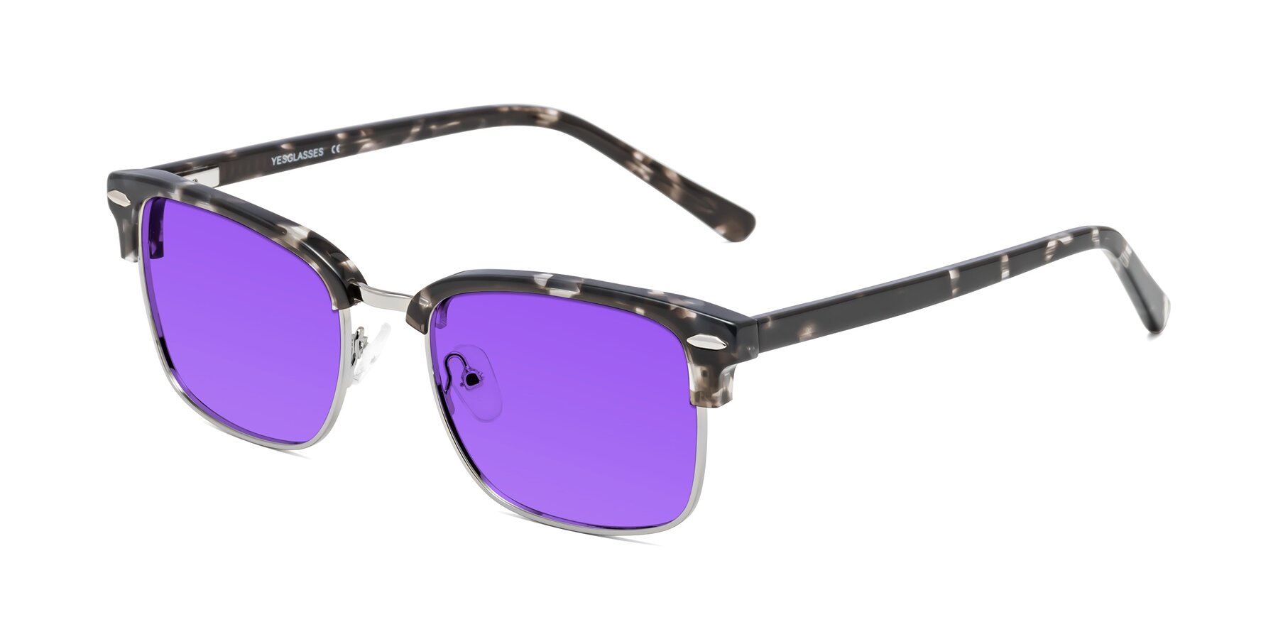 Angle of 17464 in Tortoise-Silver with Purple Tinted Lenses