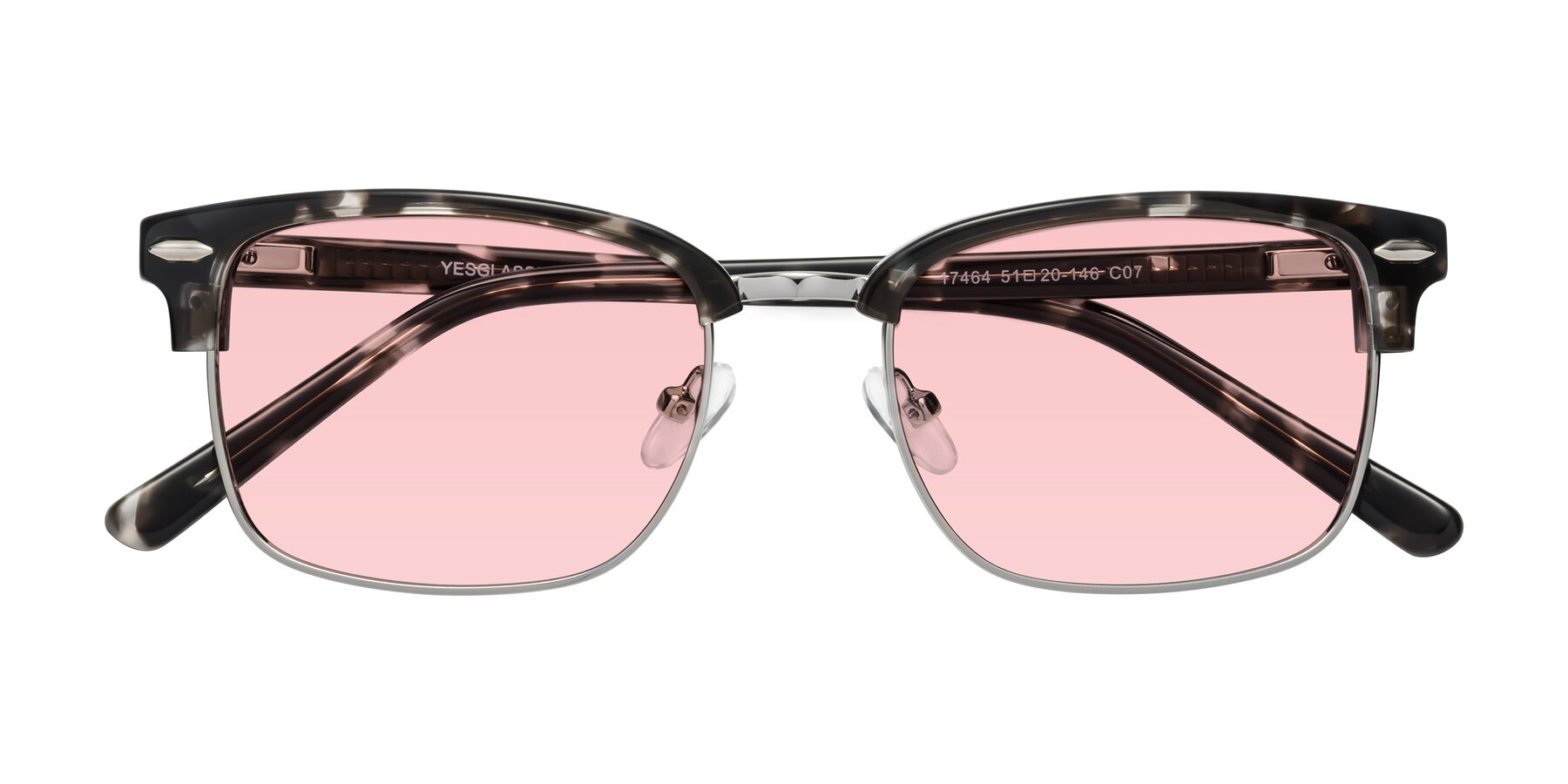 Folded Front of 17464 in Tortoise-Silver with Light Garnet Tinted Lenses