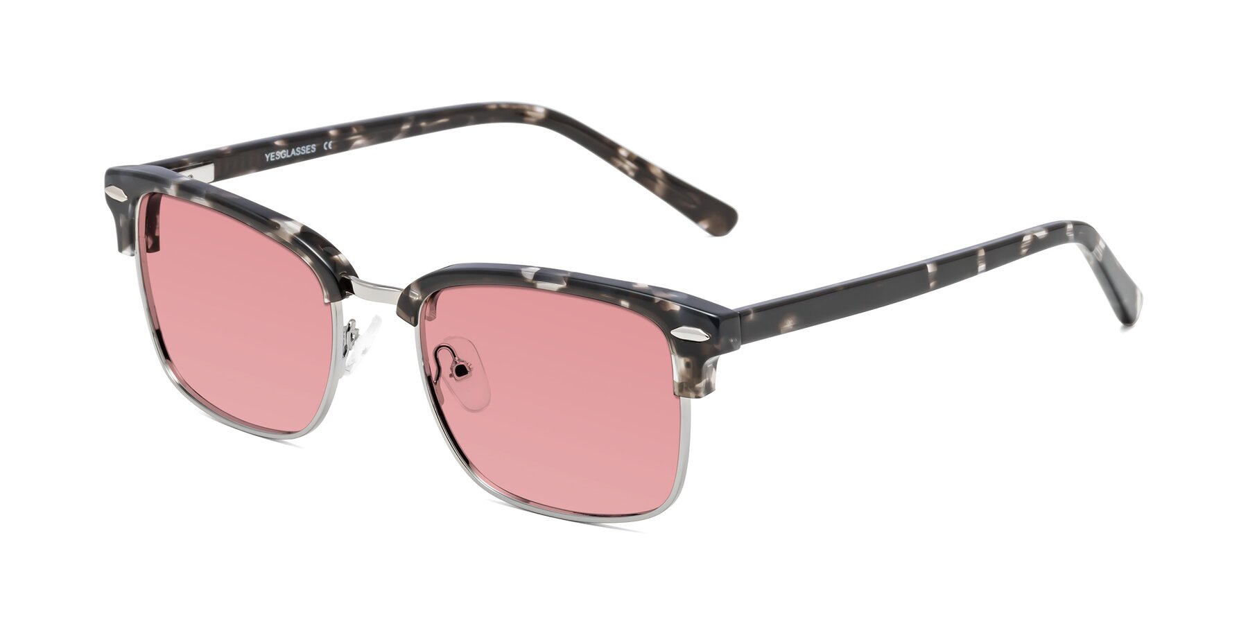 Angle of 17464 in Tortoise-Silver with Medium Garnet Tinted Lenses