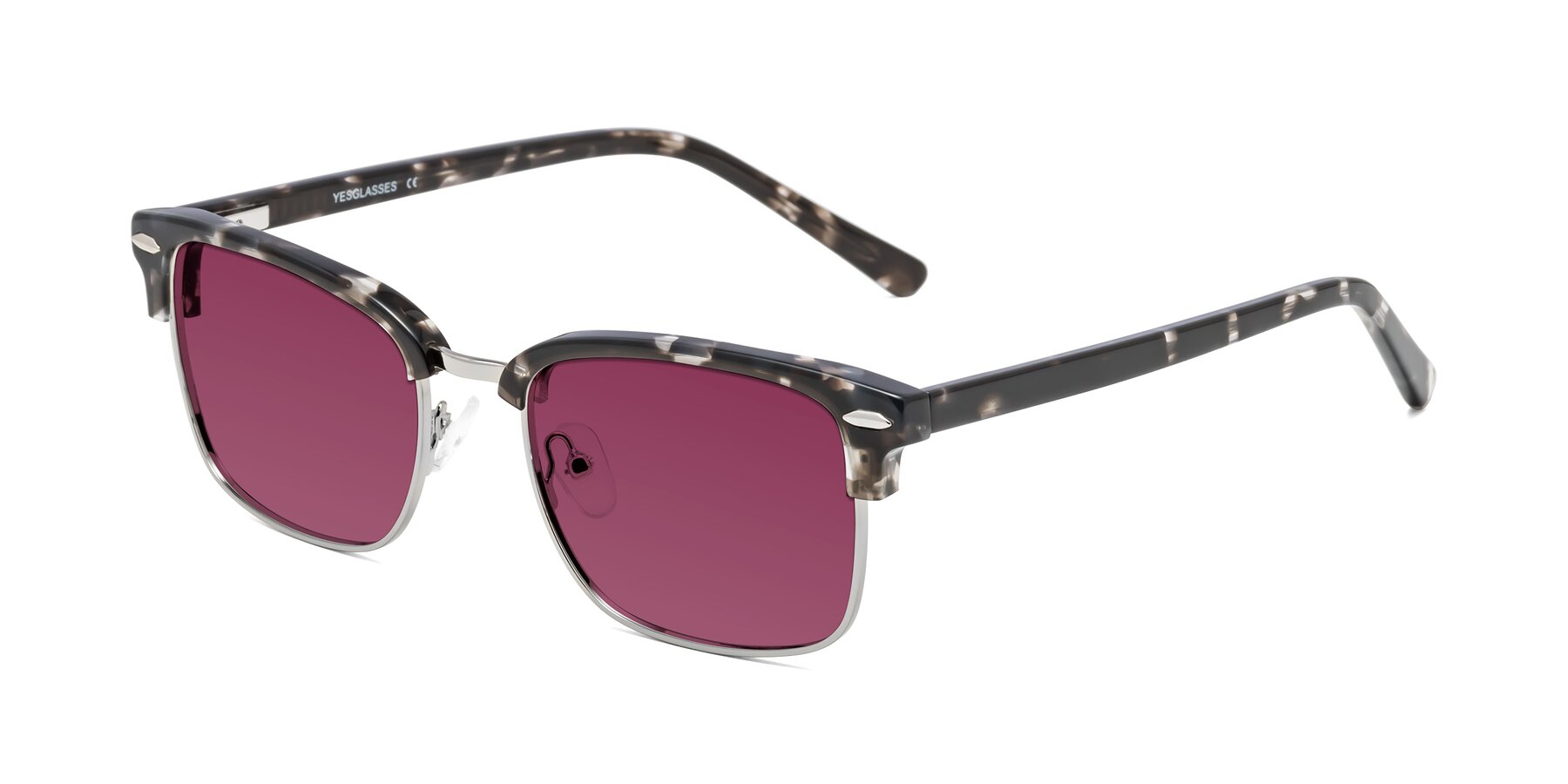 Angle of 17464 in Tortoise-Silver with Wine Tinted Lenses