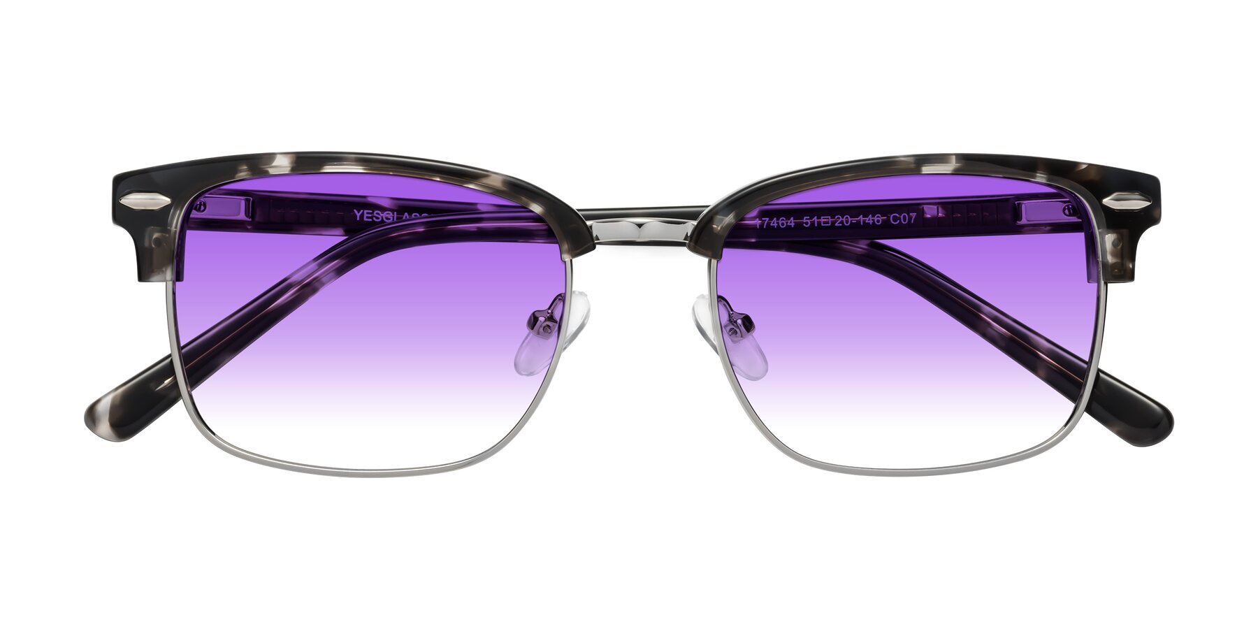 Folded Front of 17464 in Tortoise-Silver with Purple Gradient Lenses