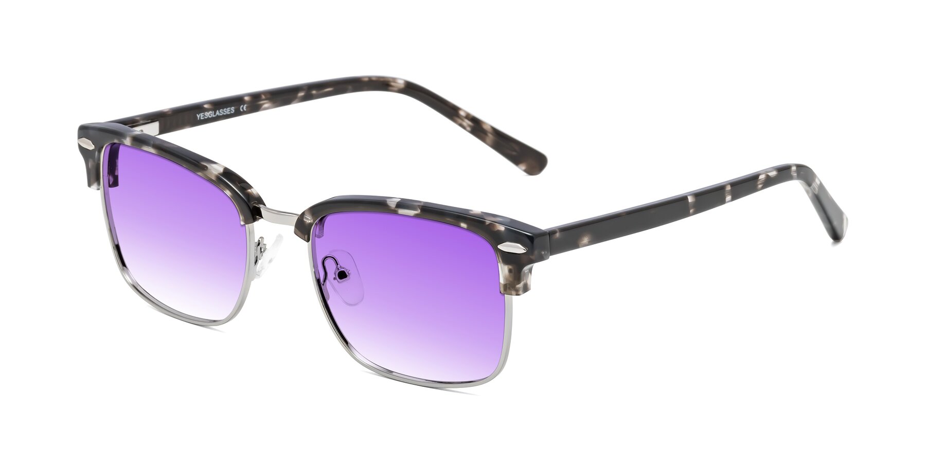 Angle of 17464 in Tortoise-Silver with Purple Gradient Lenses
