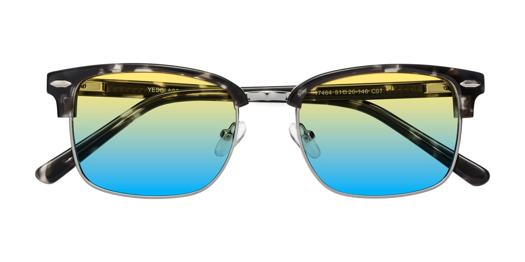 Folded Front of 17464 in Tortoise-Silver with Yellow / Blue Gradient Lenses
