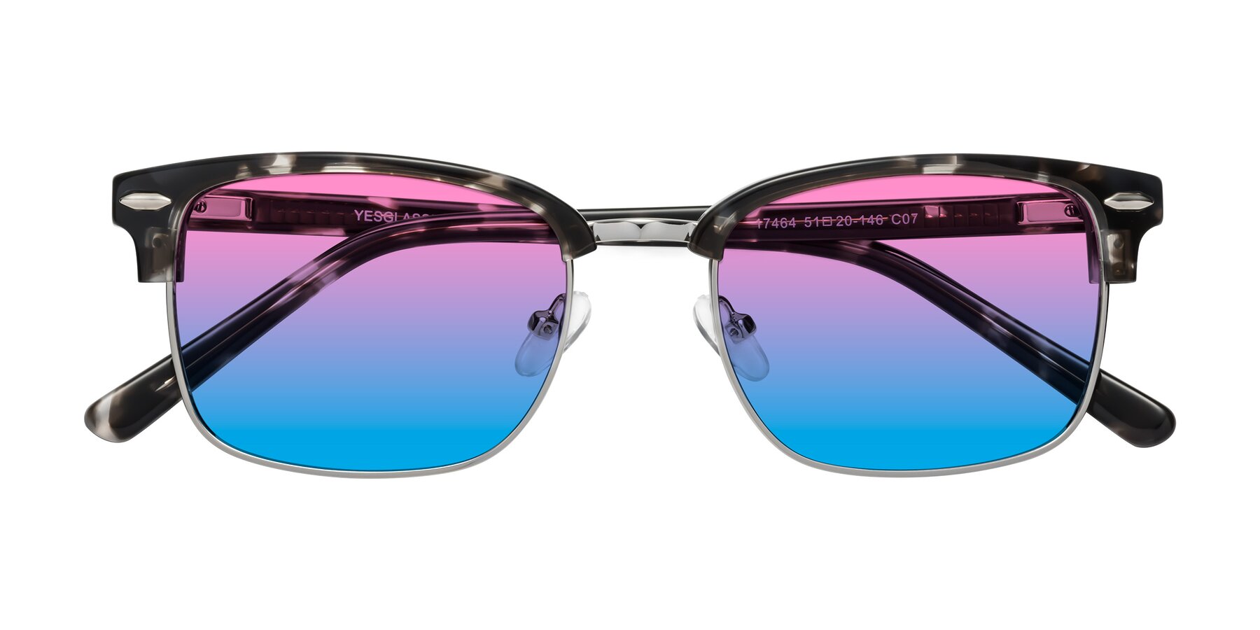 Folded Front of 17464 in Tortoise-Silver with Pink / Blue Gradient Lenses