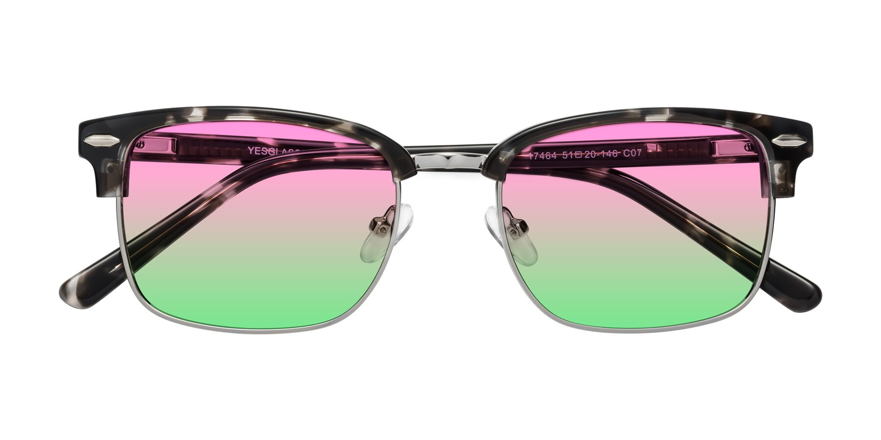 Folded Front of 17464 in Tortoise-Silver with Pink / Green Gradient Lenses