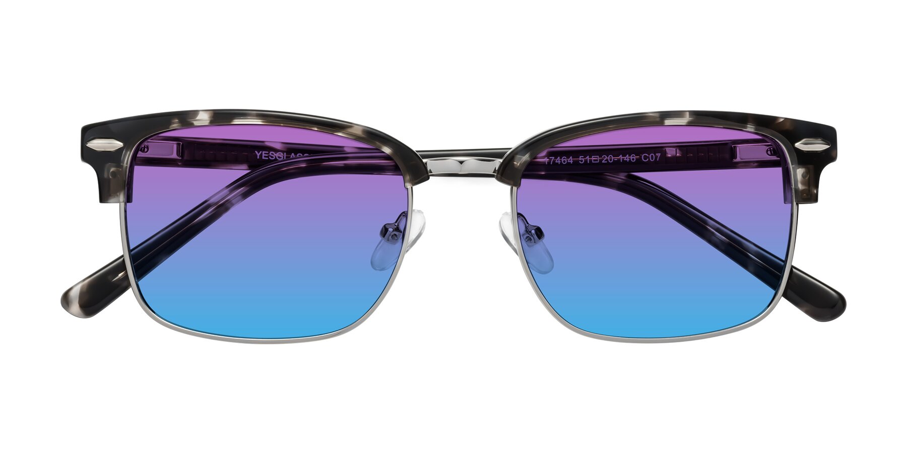 Folded Front of 17464 in Tortoise-Silver with Purple / Blue Gradient Lenses