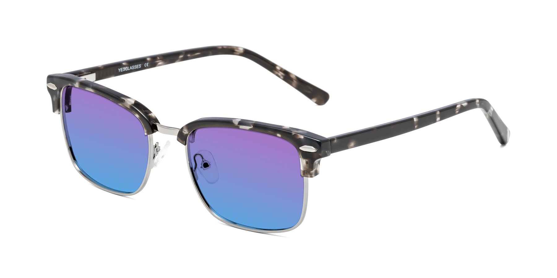 Angle of 17464 in Tortoise-Silver with Purple / Blue Gradient Lenses
