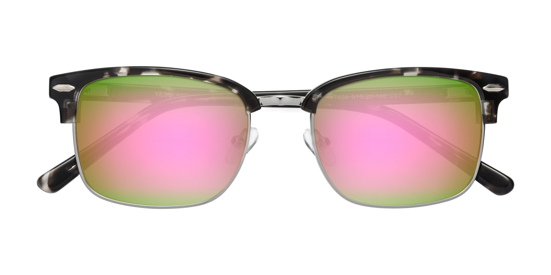 Folded Front of 17464 in Tortoise-Silver with Pink Mirrored Lenses