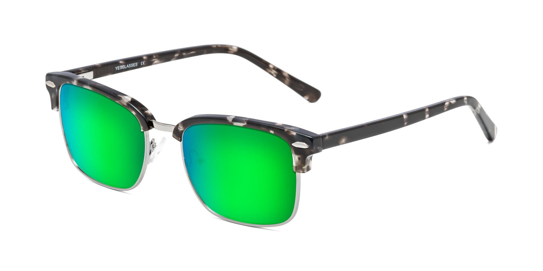 Angle of 17464 in Tortoise-Silver with Green Mirrored Lenses