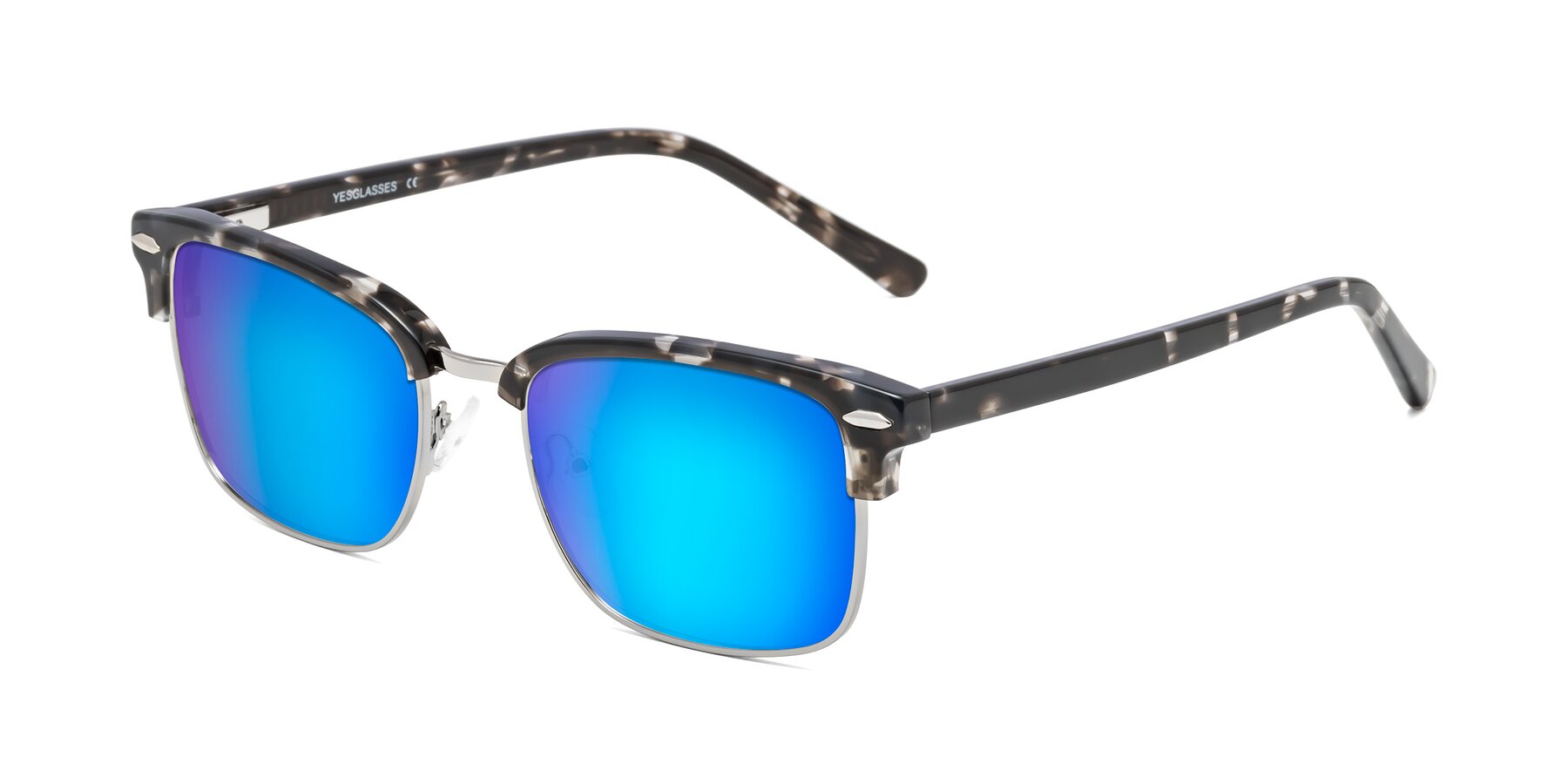 Angle of 17464 in Tortoise-Silver with Blue Mirrored Lenses