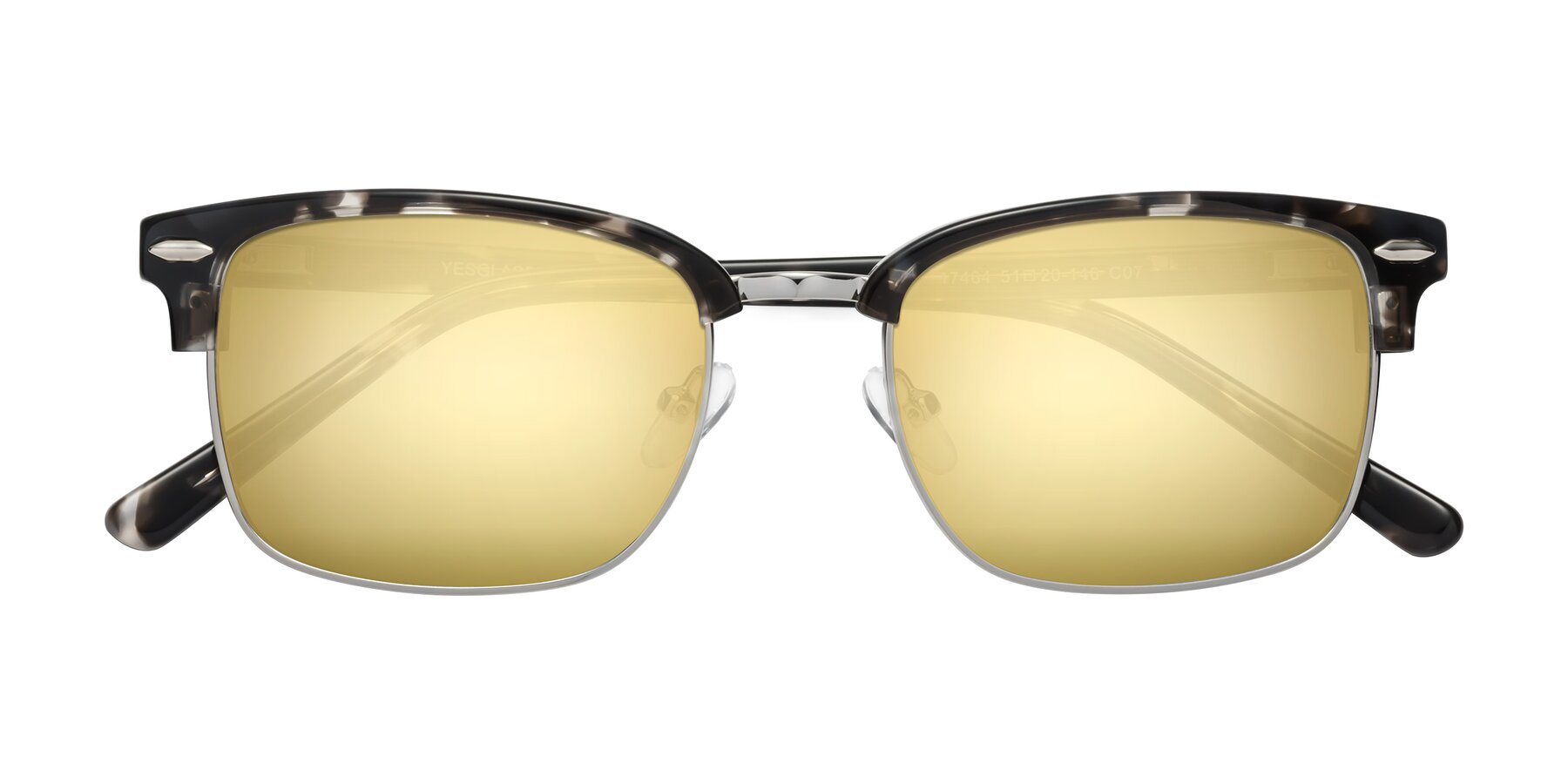 Folded Front of 17464 in Tortoise-Silver with Gold Mirrored Lenses