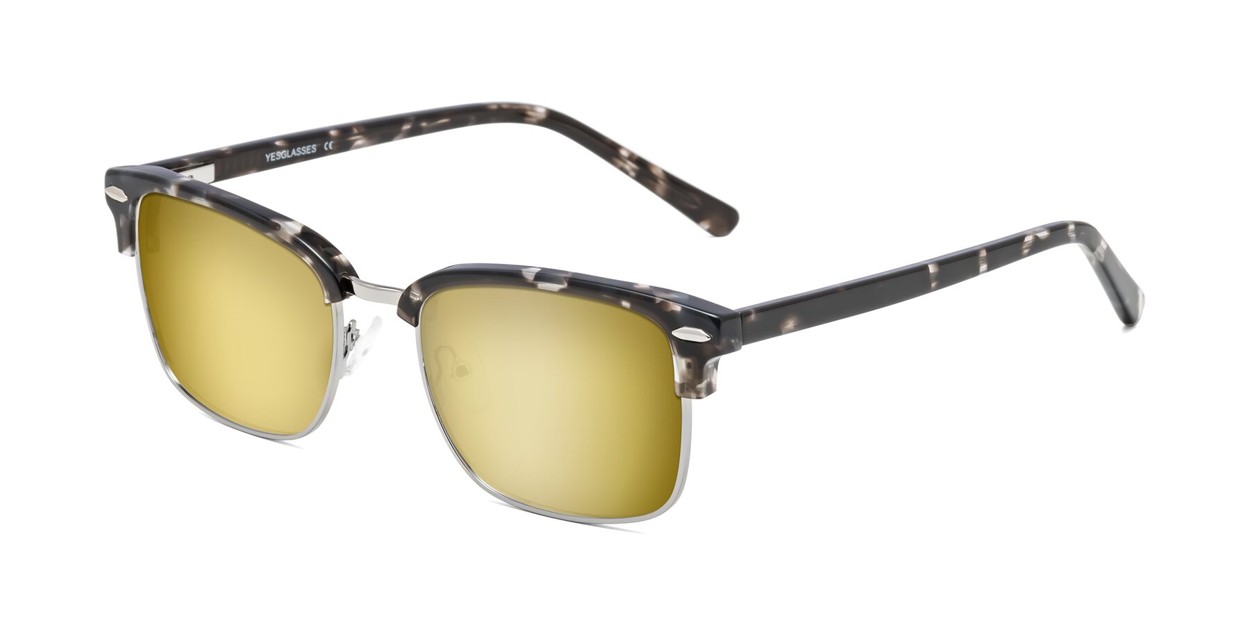 Angle of 17464 in Tortoise-Silver with Gold Mirrored Lenses