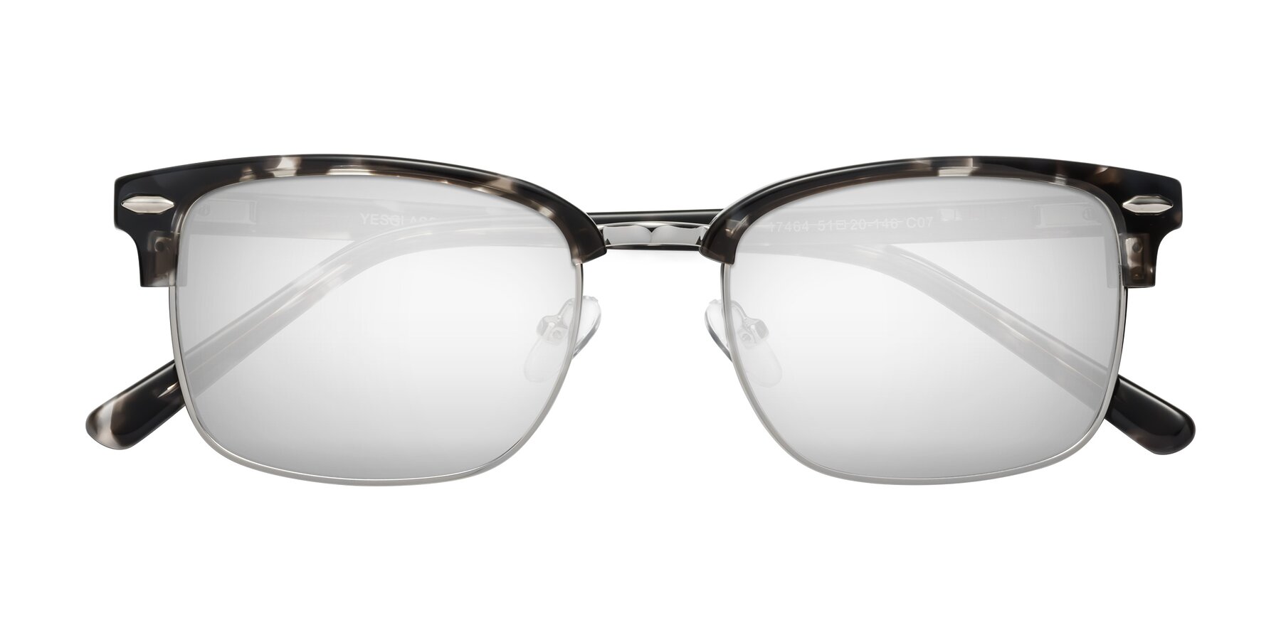 Folded Front of 17464 in Tortoise-Silver with Silver Mirrored Lenses