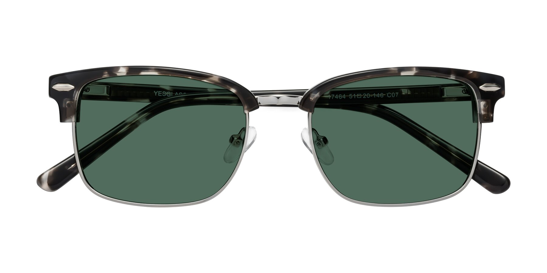 Folded Front of 17464 in Tortoise-Silver with Green Polarized Lenses