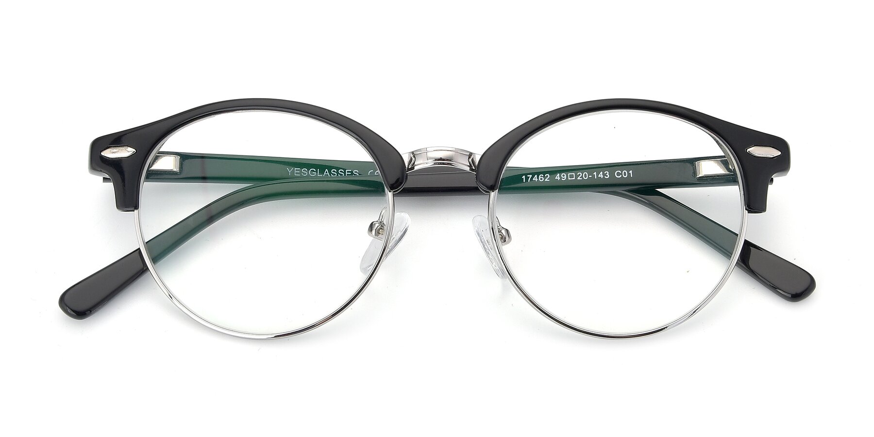 Folded Front of 17462 in Black-Silver with Clear Blue Light Blocking Lenses