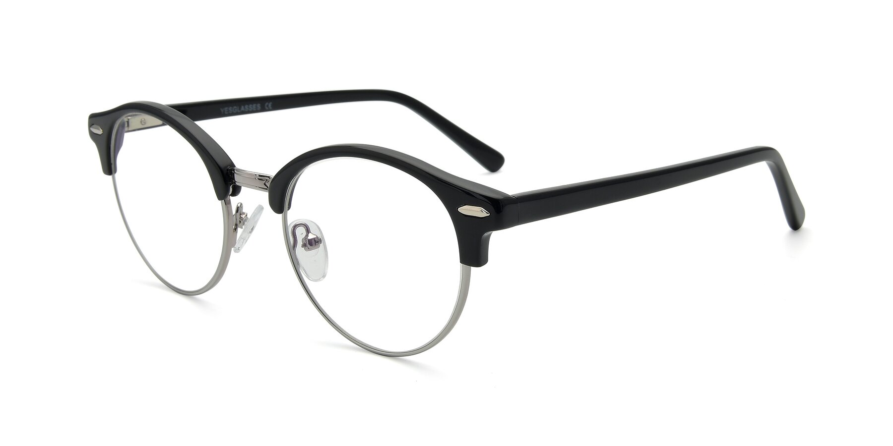 Angle of 17462 in Black-Silver with Clear Eyeglass Lenses