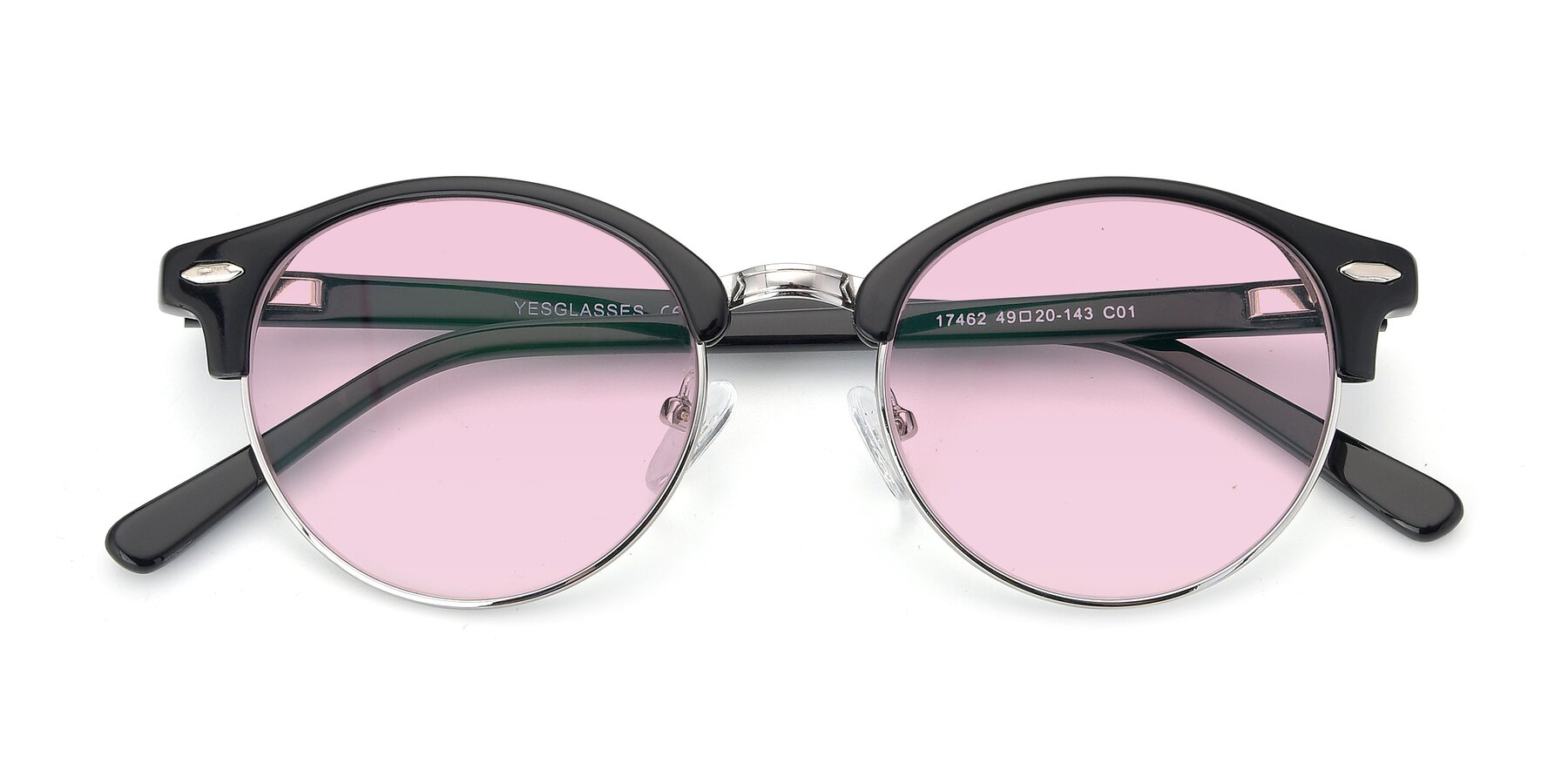 Folded Front of 17462 in Black-Silver with Light Pink Tinted Lenses