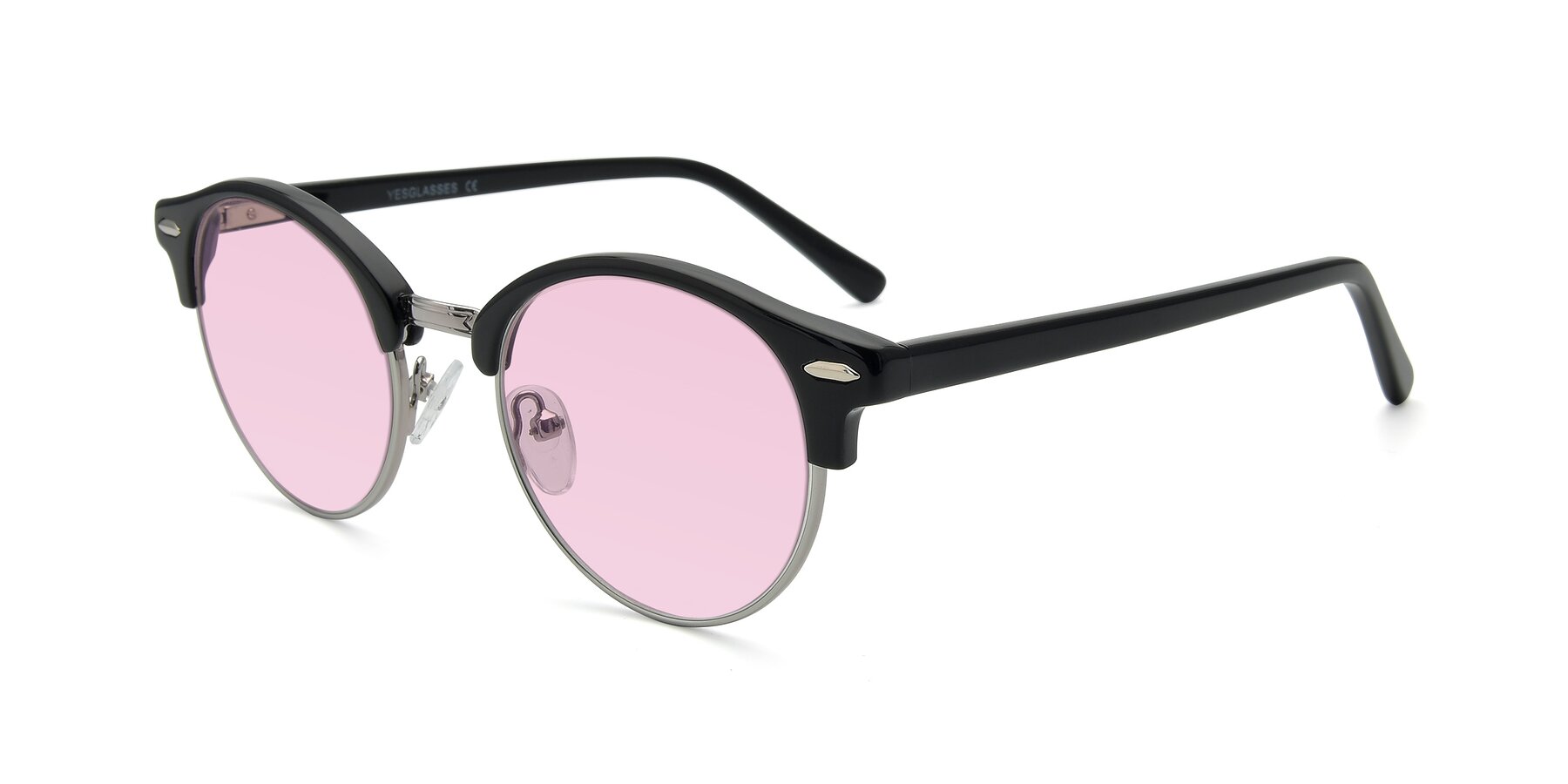Angle of 17462 in Black-Silver with Light Pink Tinted Lenses