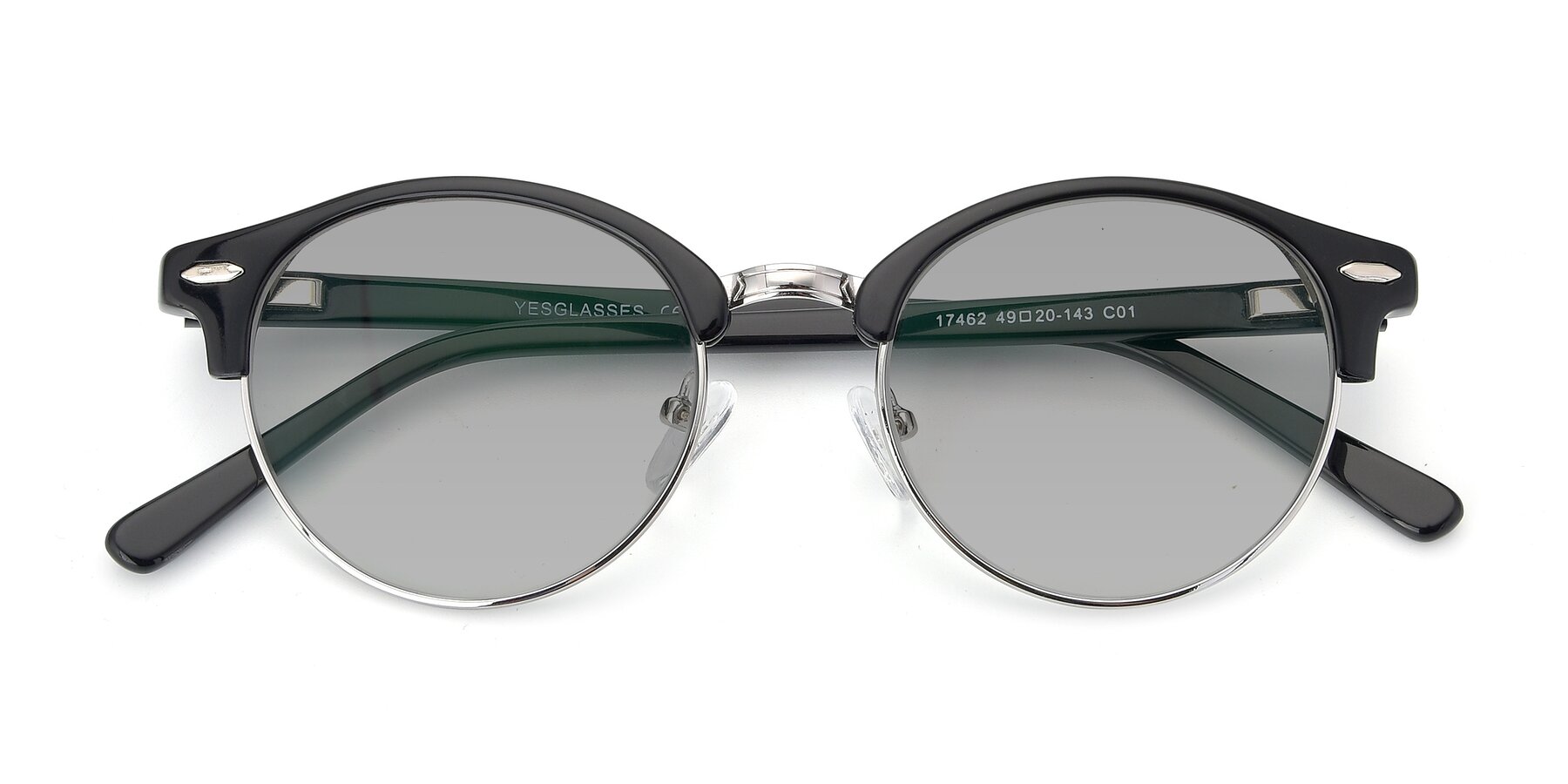 Folded Front of 17462 in Black-Silver with Light Gray Tinted Lenses