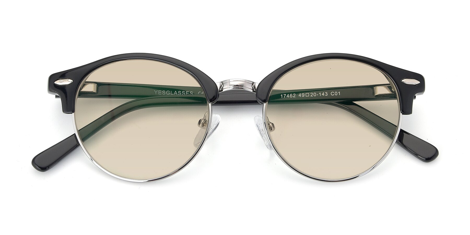 Folded Front of 17462 in Black-Silver with Light Brown Tinted Lenses