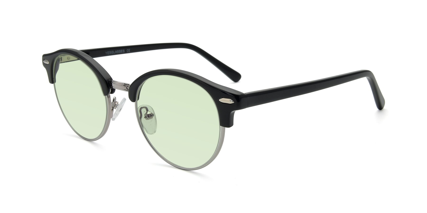 Angle of 17462 in Black-Silver with Light Green Tinted Lenses