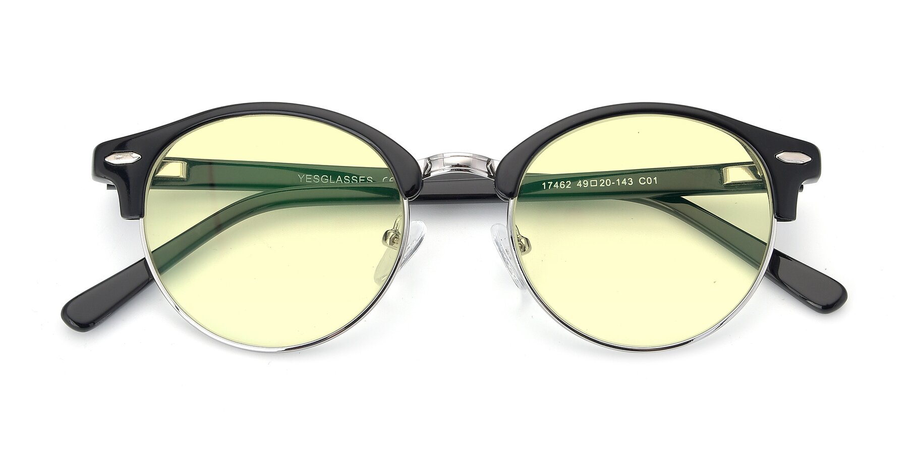 Folded Front of 17462 in Black-Silver with Light Yellow Tinted Lenses
