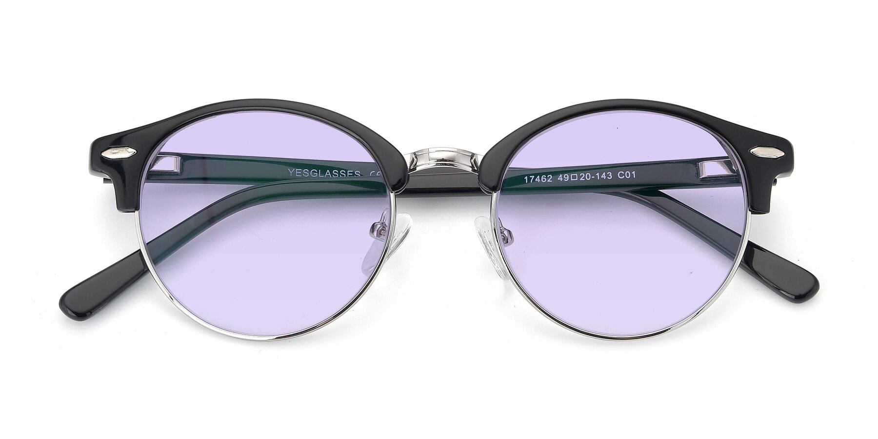 Folded Front of 17462 in Black-Silver with Light Purple Tinted Lenses