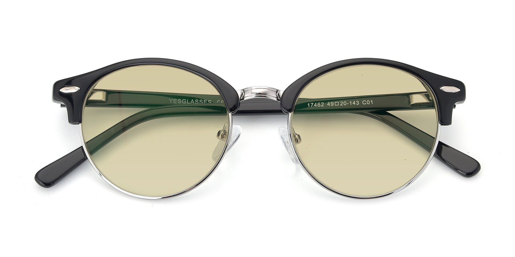 Folded Front of 17462 in Black-Silver with Light Champagne Tinted Lenses