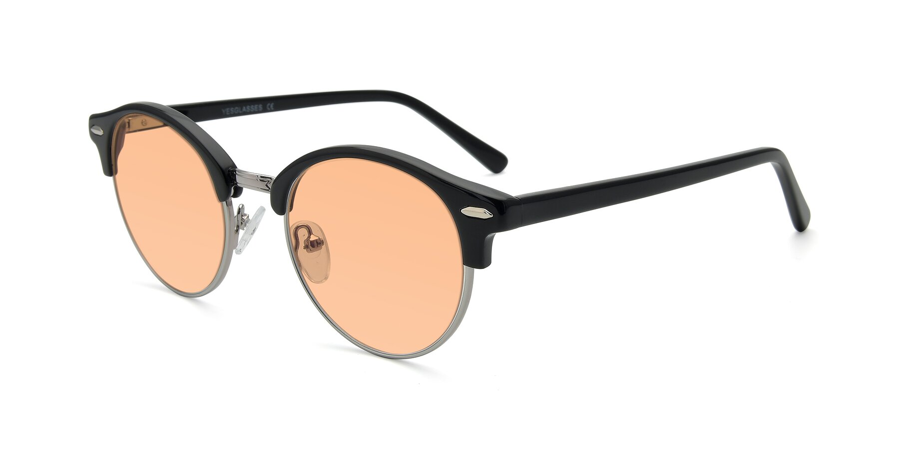 Angle of 17462 in Black-Silver with Light Orange Tinted Lenses