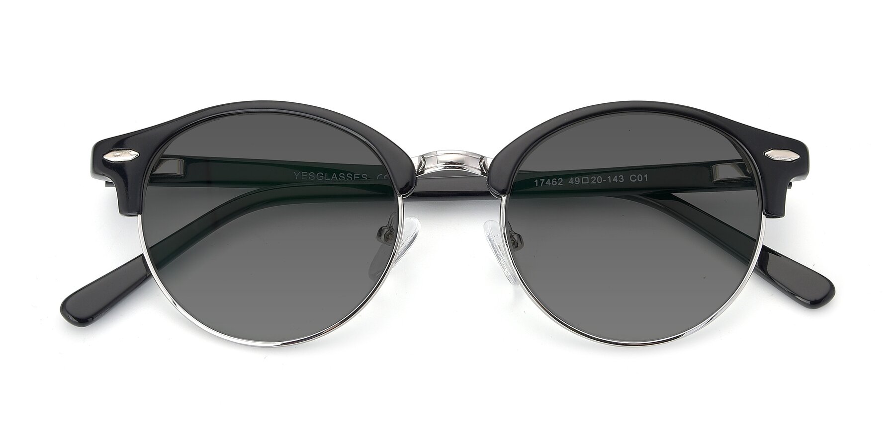 Folded Front of 17462 in Black-Silver with Medium Gray Tinted Lenses