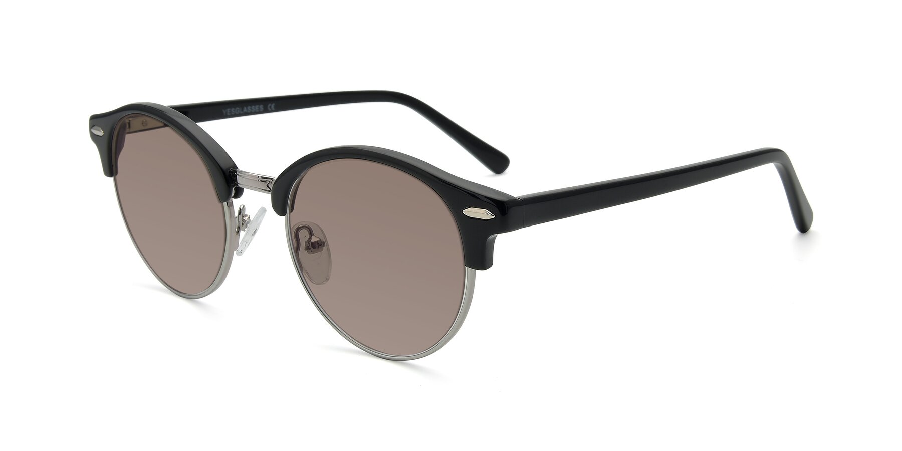Angle of 17462 in Black-Silver with Medium Brown Tinted Lenses