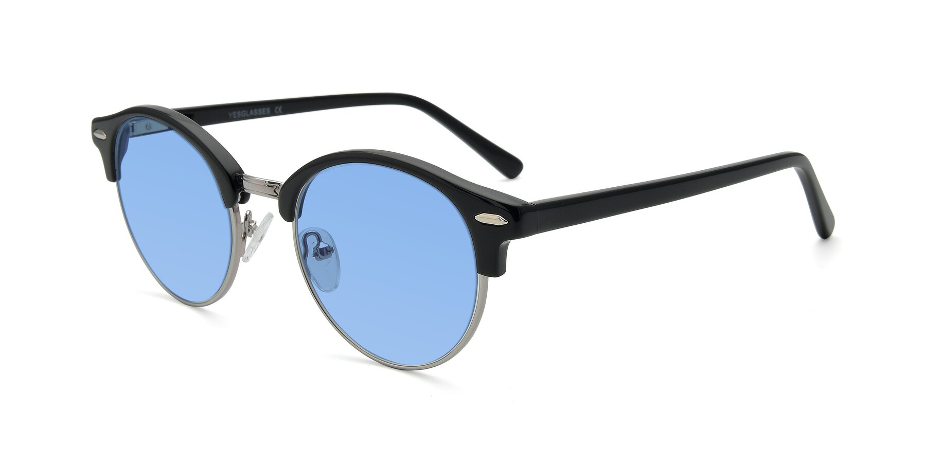 Angle of 17462 in Black-Silver with Medium Blue Tinted Lenses