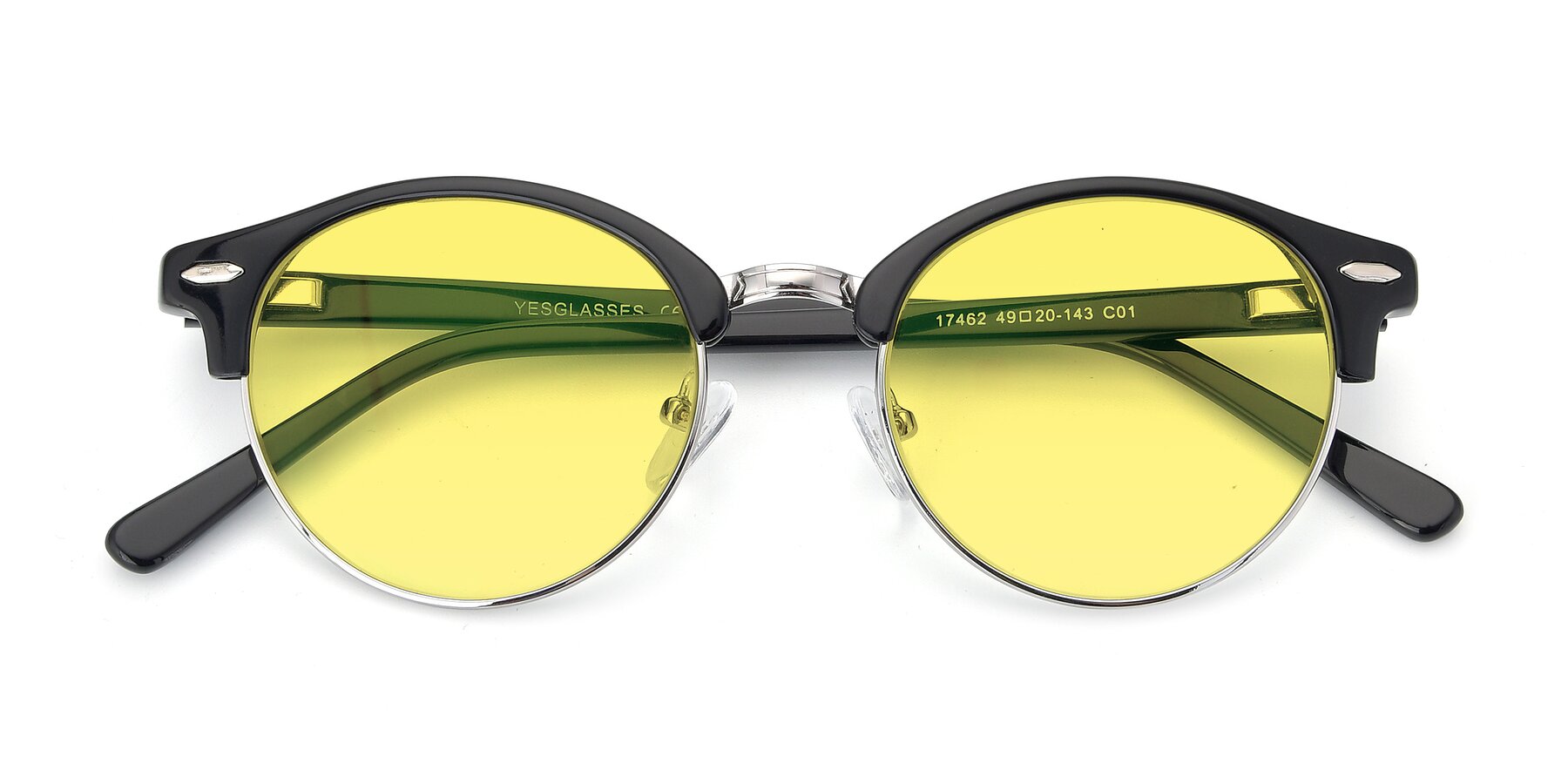 Folded Front of 17462 in Black-Silver with Medium Yellow Tinted Lenses