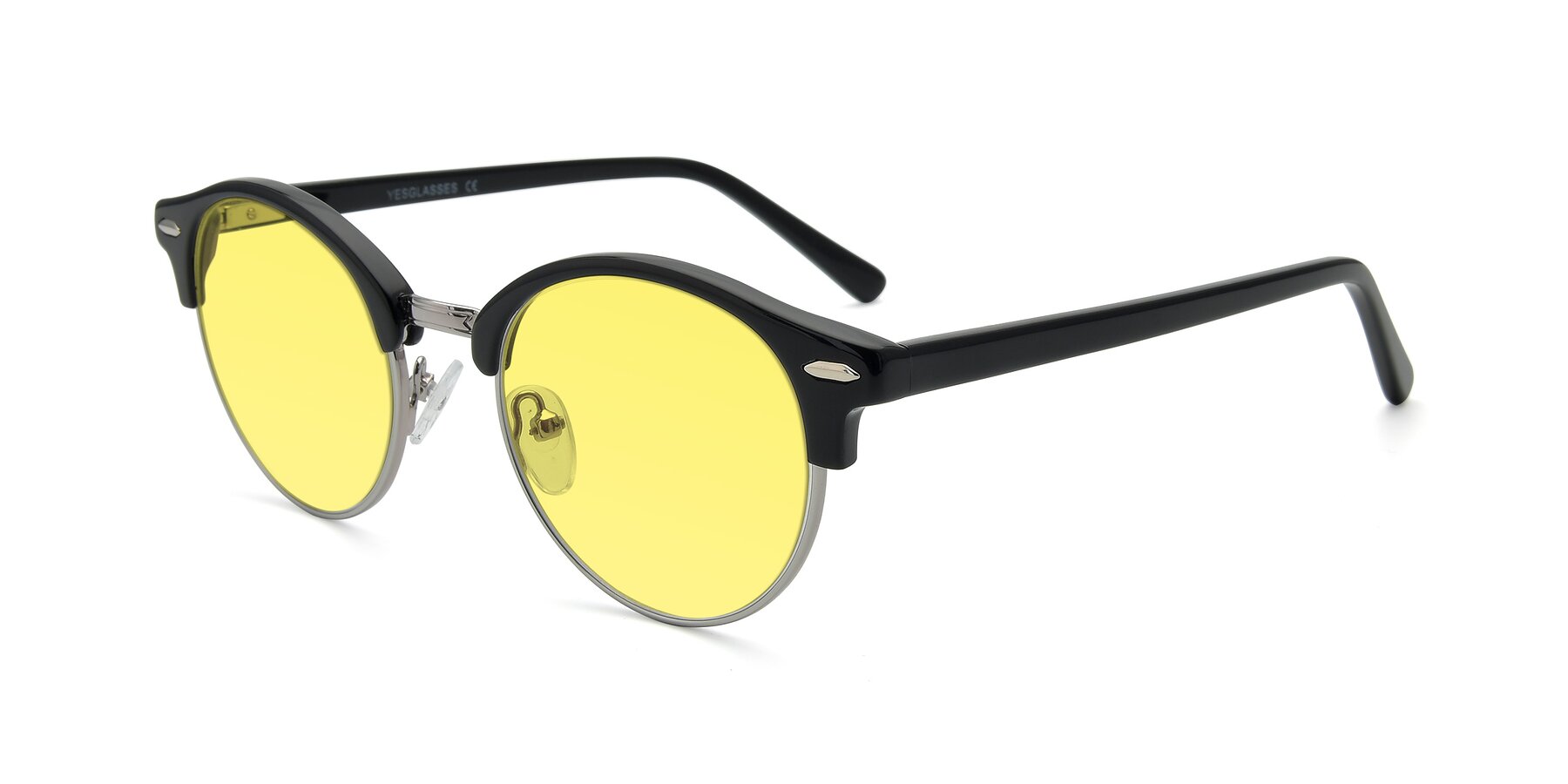 Angle of 17462 in Black-Silver with Medium Yellow Tinted Lenses