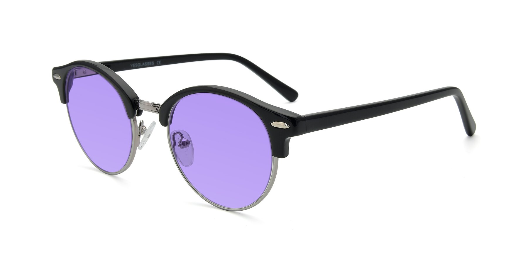 Angle of 17462 in Black-Silver with Medium Purple Tinted Lenses