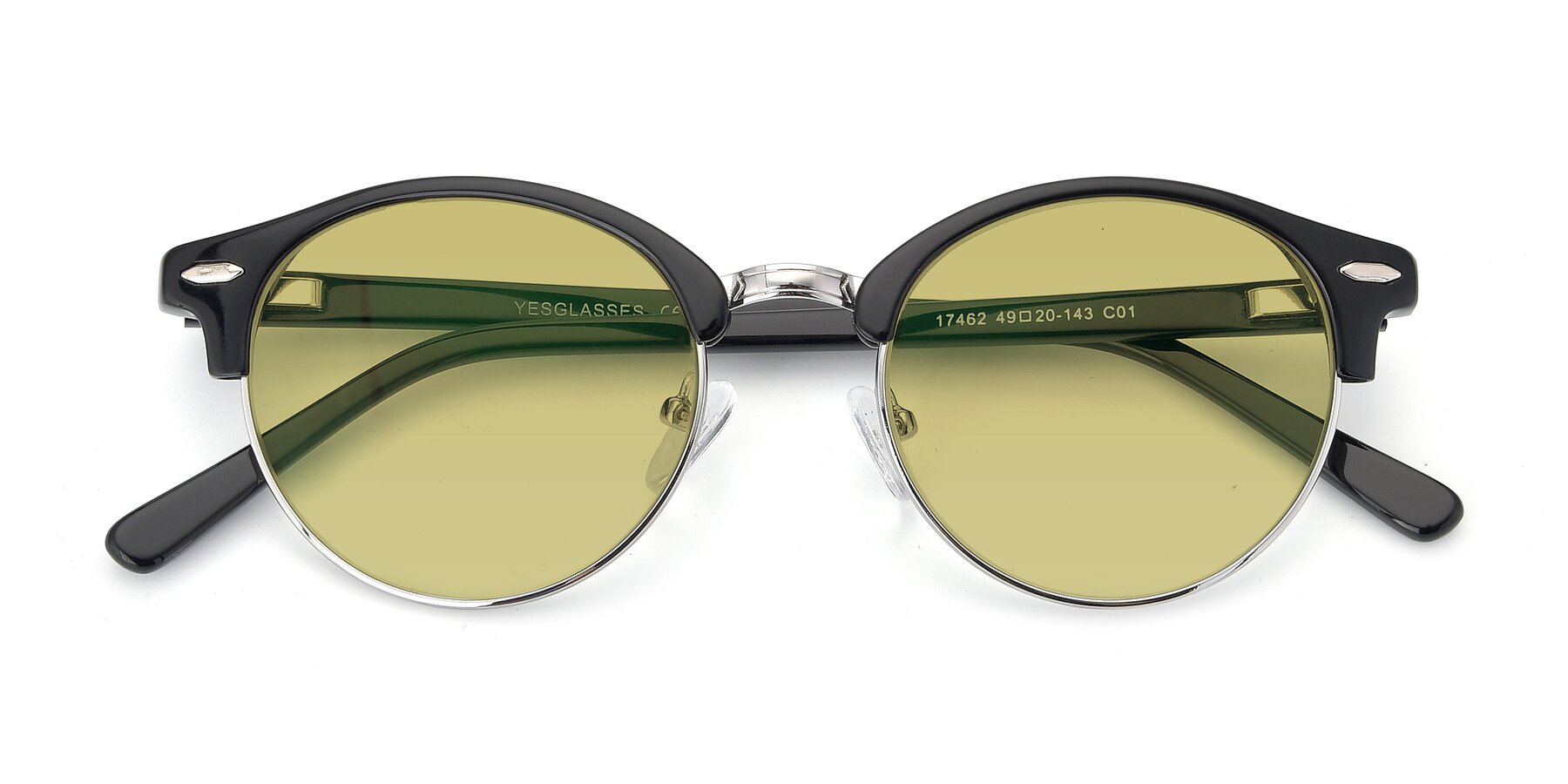 Folded Front of 17462 in Black-Silver with Medium Champagne Tinted Lenses